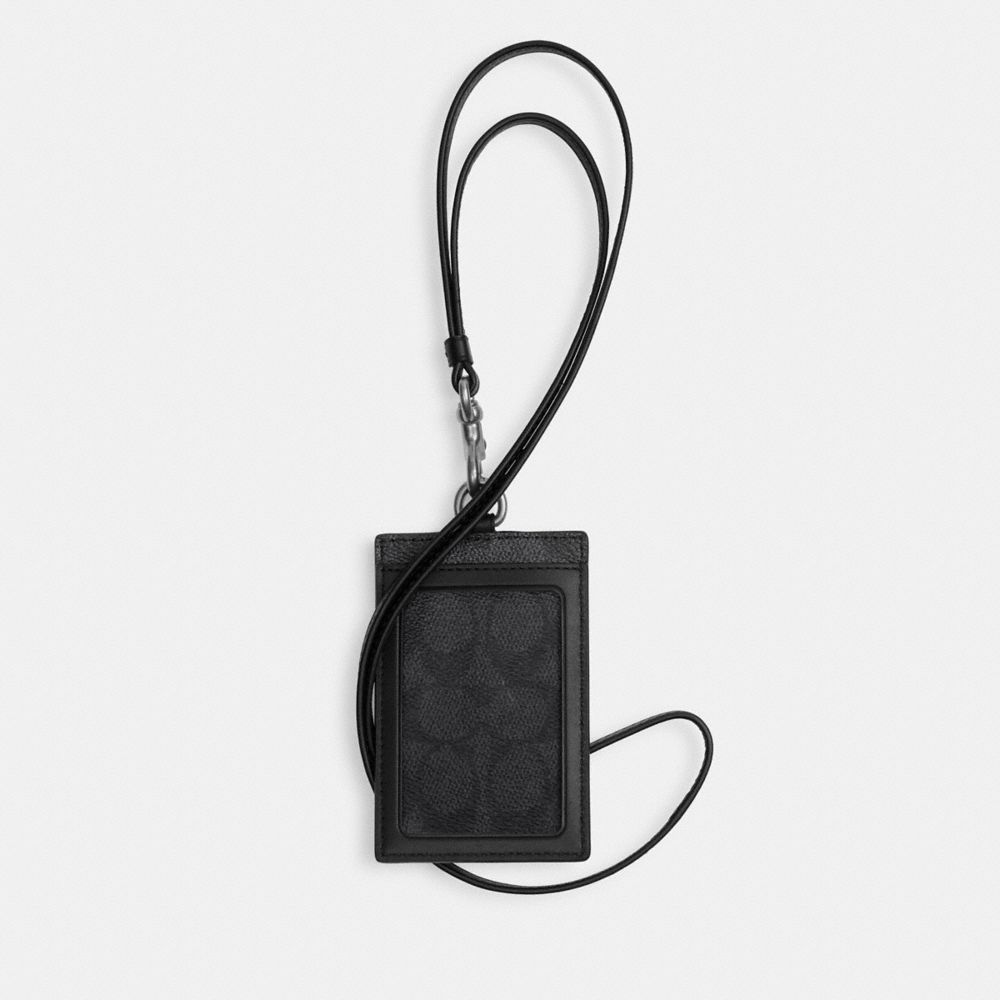 Coach Id Lanyard In Signature Canvas Signature Coated Canvas/Charcoal | COH865687