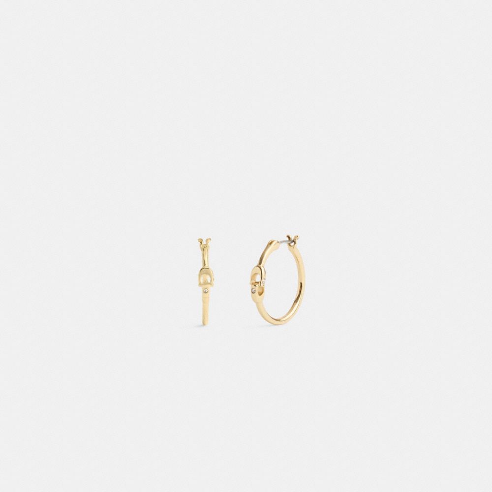 Coach Interlocking Signature Small Hoop Earrings Gold | COH866201