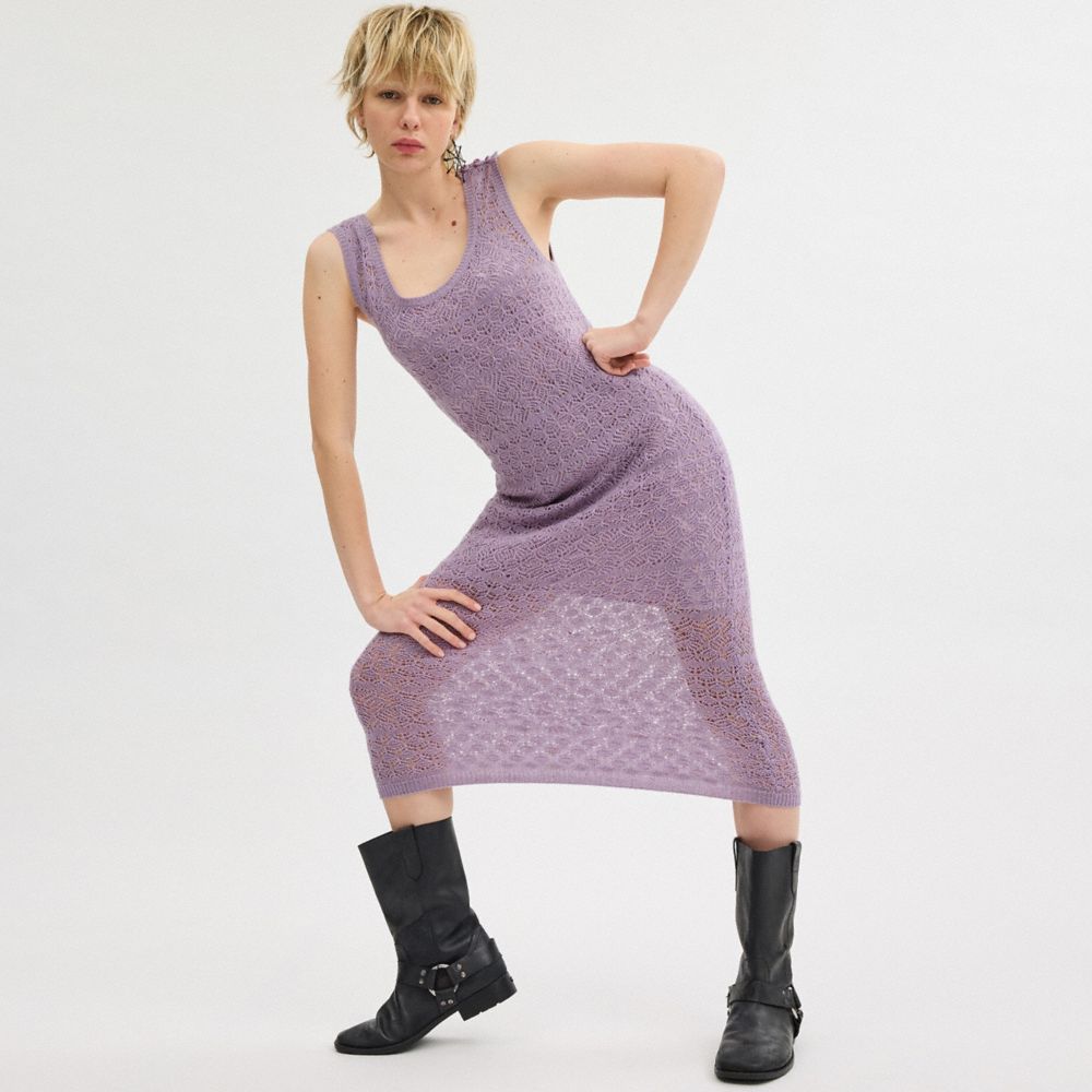 Coach Lace Knit Dress Purple | COH866063