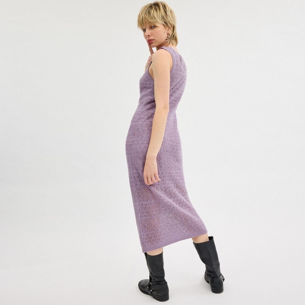 Coach Lace Knit Dress Purple | COH866063