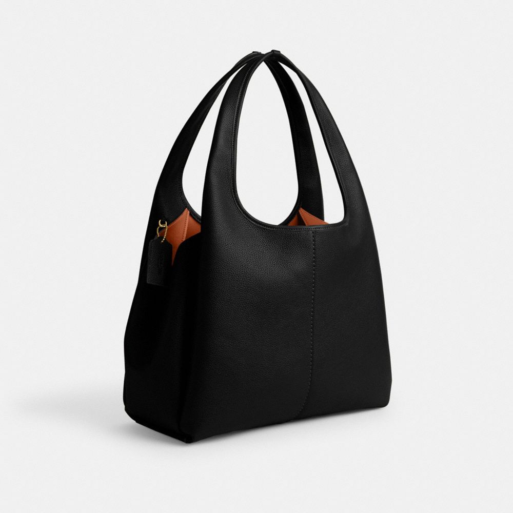 Coach Lana Shoulder Bag Refined Pebble Leather/Brass/Black | COH864793