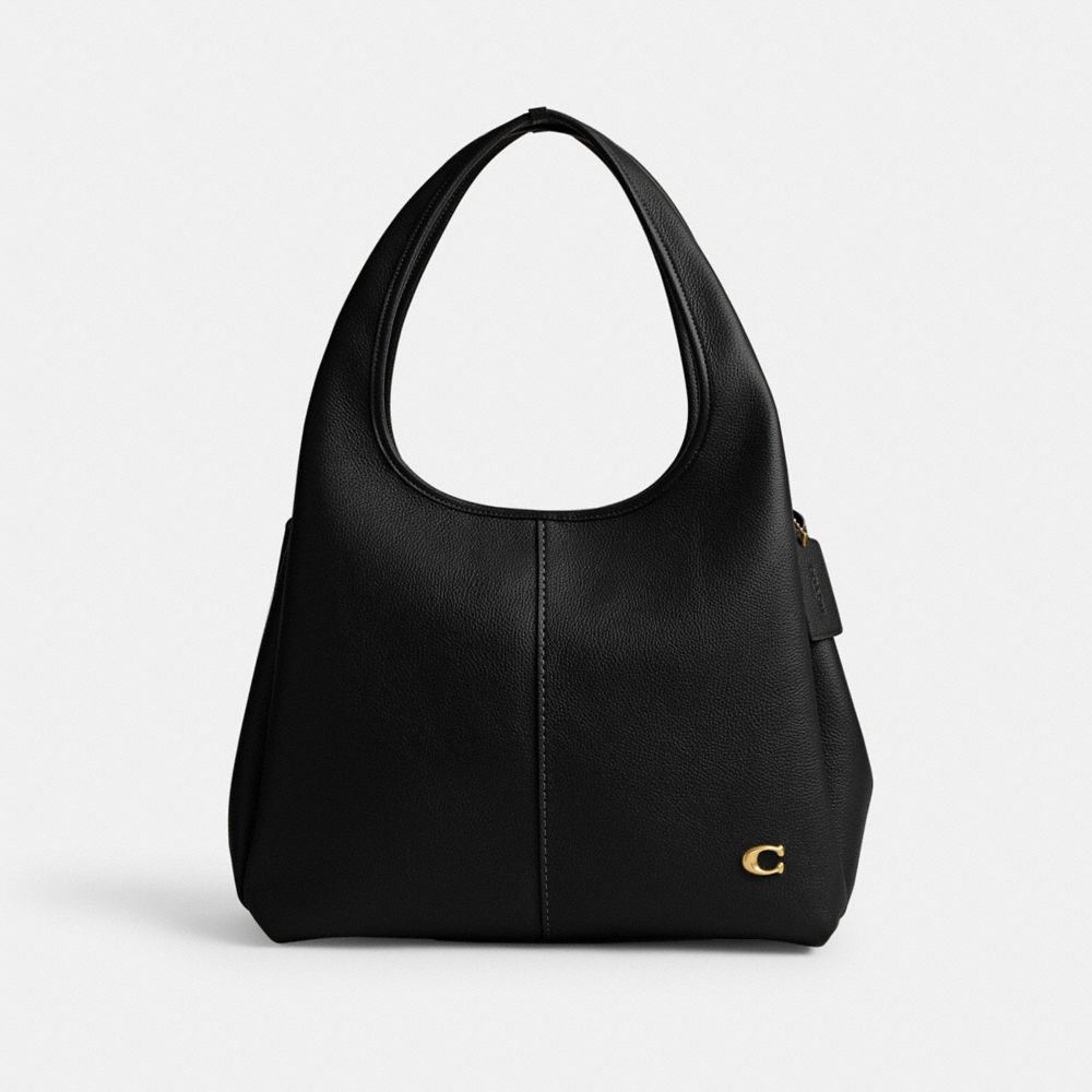 Coach Lana Shoulder Bag Refined Pebble Leather/Brass/Black | COH864793