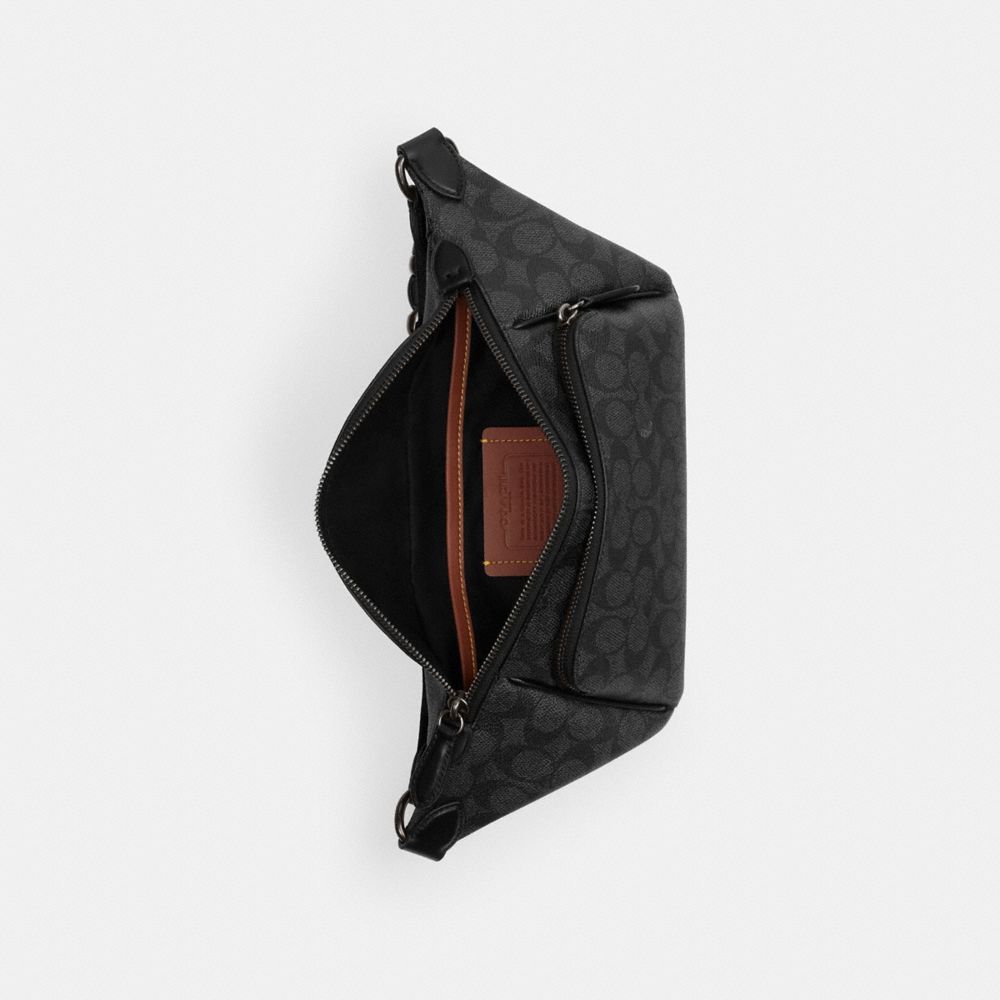 Coach League Belt Bag In Signature Canvas Charcoal Signature | COH866575