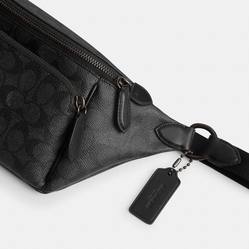 Coach League Belt Bag In Signature Canvas Charcoal Signature | COH866686