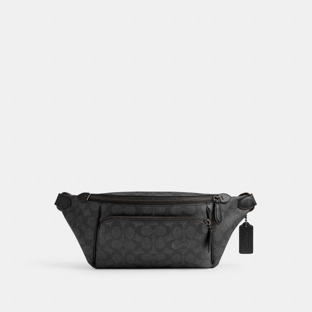 Coach League Belt Bag In Signature Canvas Charcoal Signature | COH866686