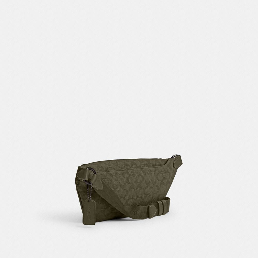 Coach League Belt Bag In Signature Canvas Jacquard Army Green | COH866687