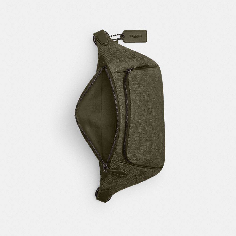 Coach League Belt Bag In Signature Canvas Jacquard Army Green | COH866687