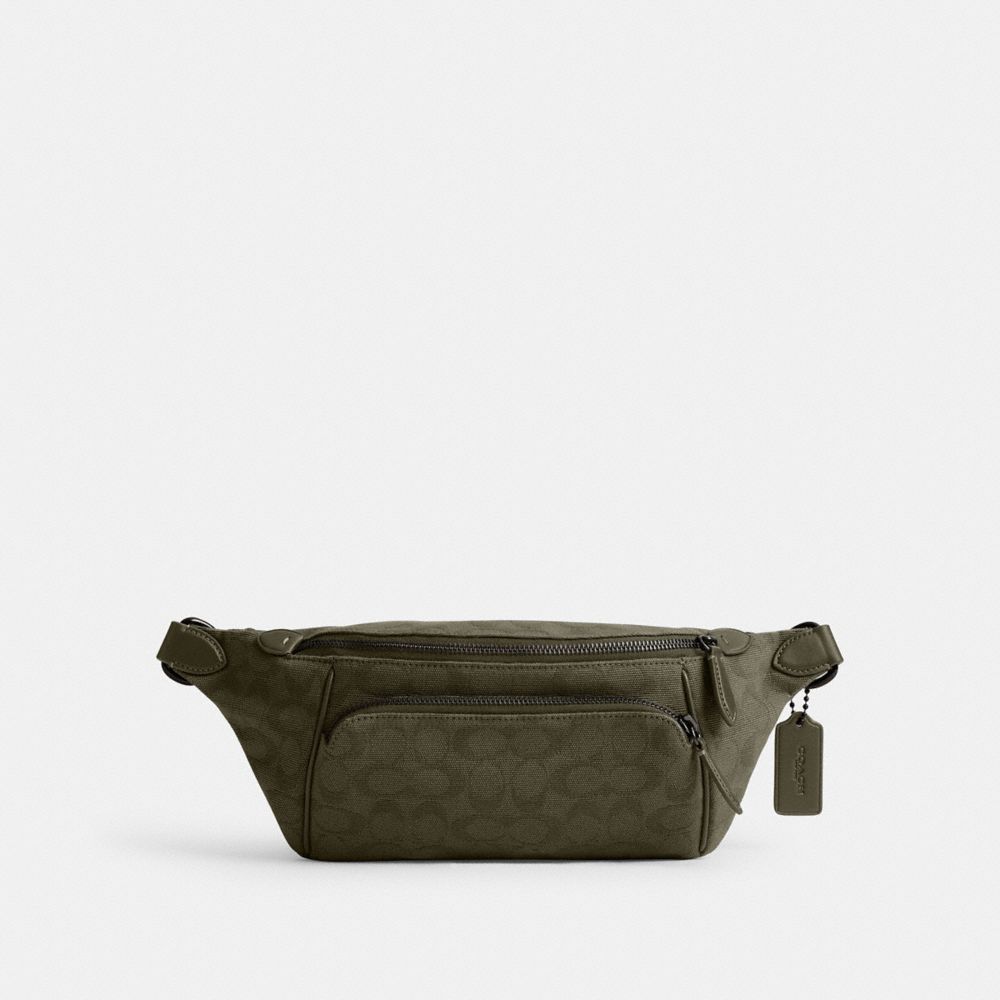 Coach League Belt Bag In Signature Canvas Jacquard Army Green | COH866687