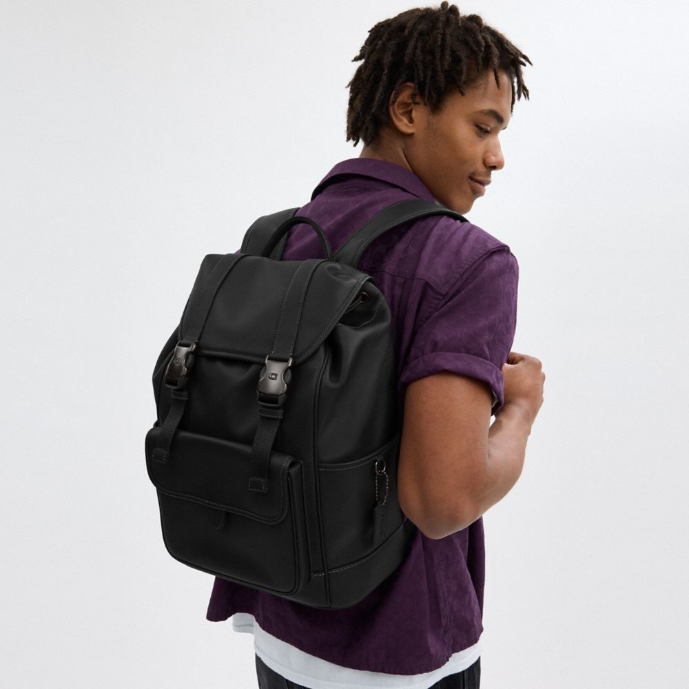 Coach League Flap Backpack Black | COH866490