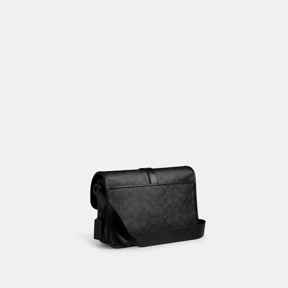 Coach League Messenger Bag In Signature Canvas Charcoal Signature | COH866615