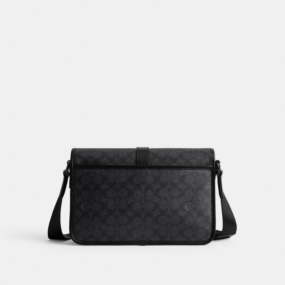 Coach League Messenger Bag In Signature Canvas Charcoal Signature | COH866615