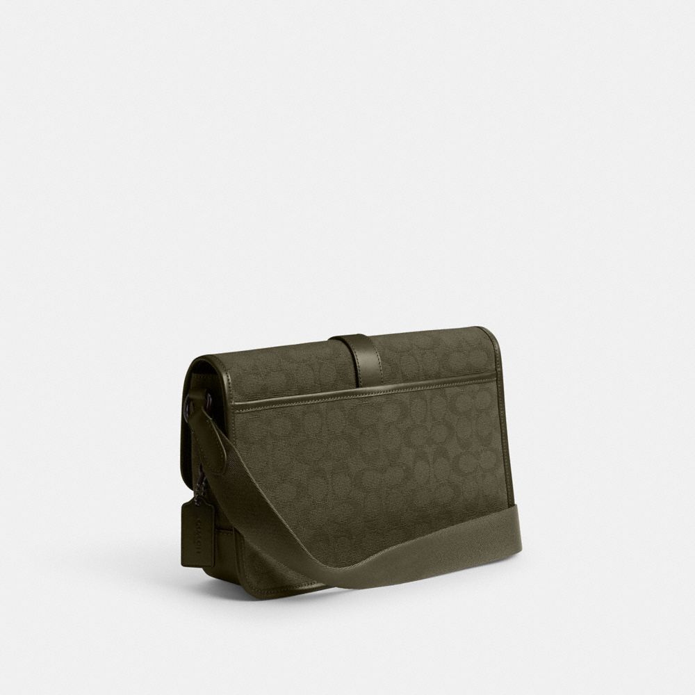 Coach League Messenger Bag In Signature Canvas Jacquard Army Green | COH866617