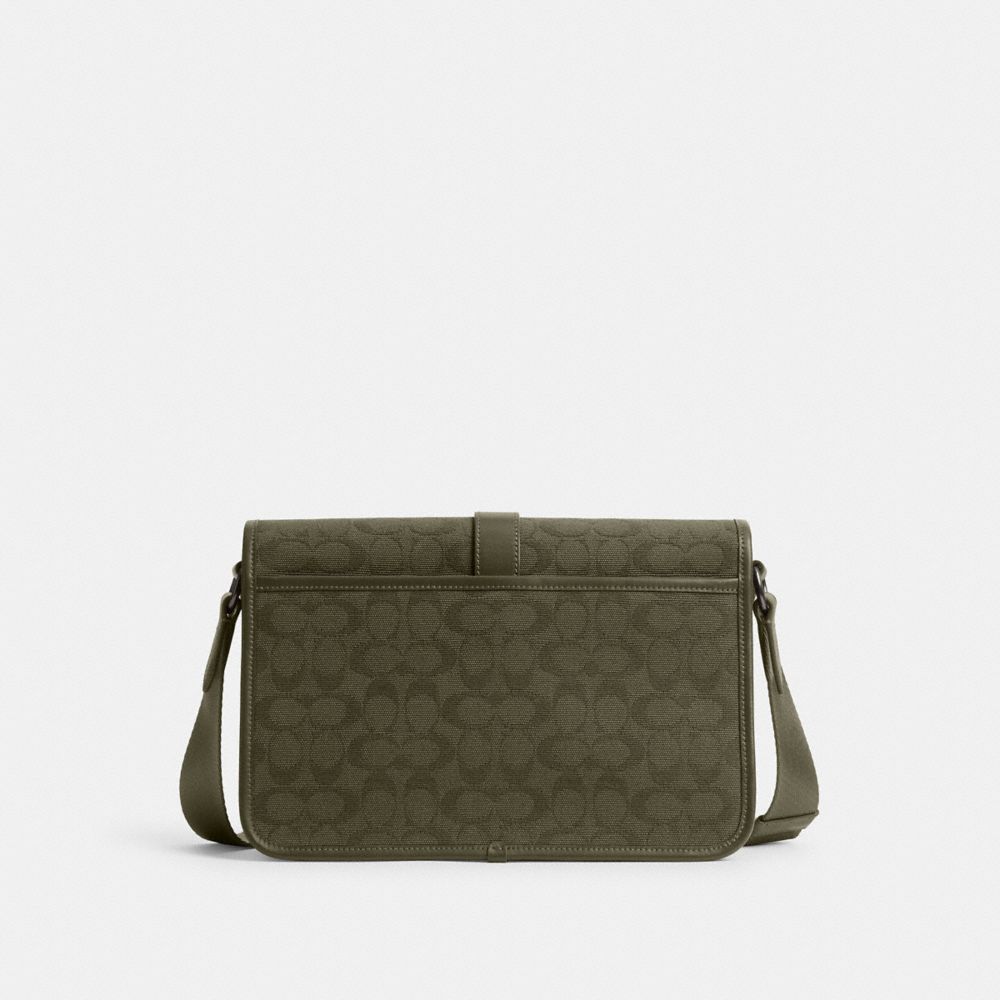 Coach League Messenger Bag In Signature Canvas Jacquard Army Green | COH866617