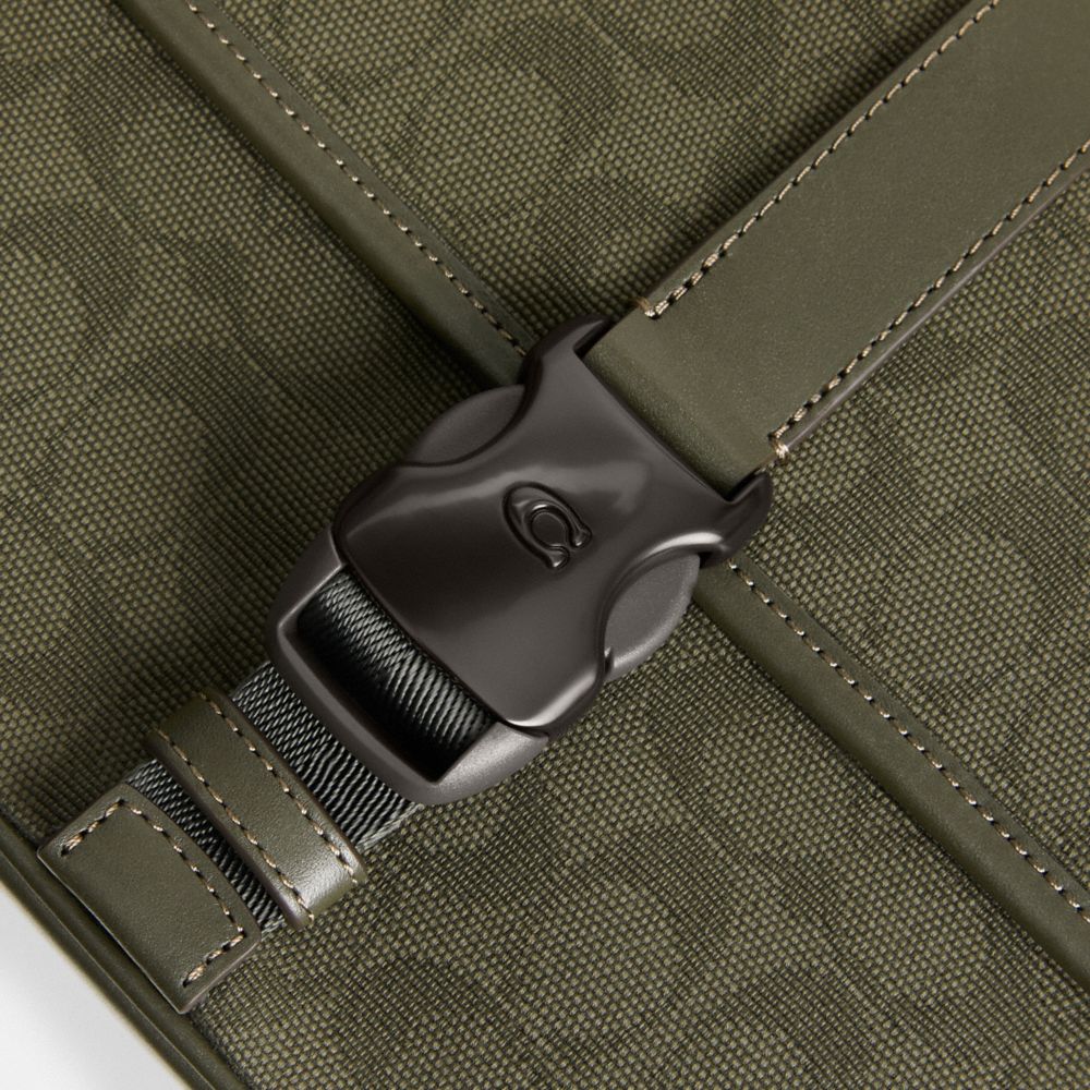 Coach League Messenger Bag In Signature Canvas Jacquard Army Green | COH866617
