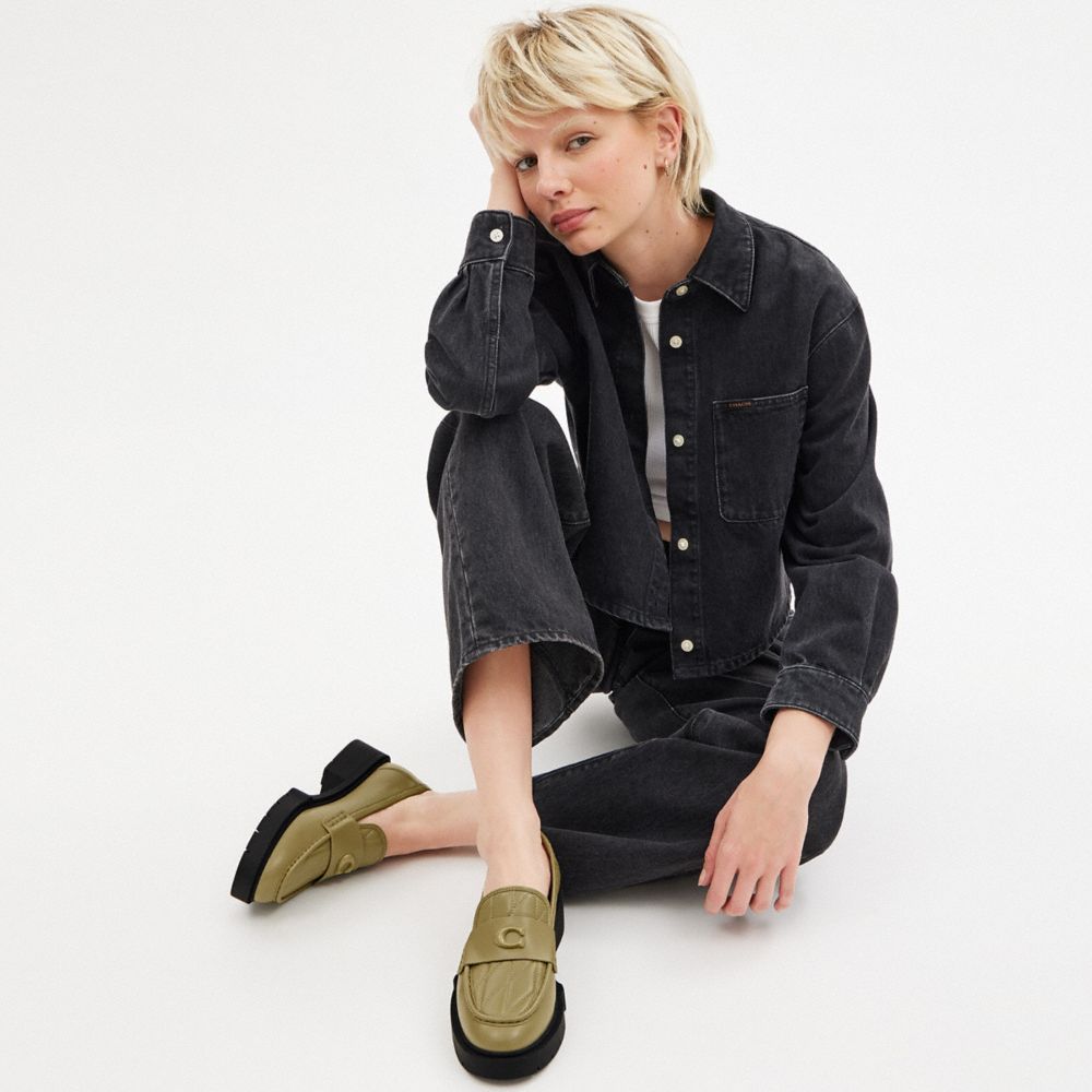 Coach Leah Loafer With Quilting Leather/Moss | COH865775
