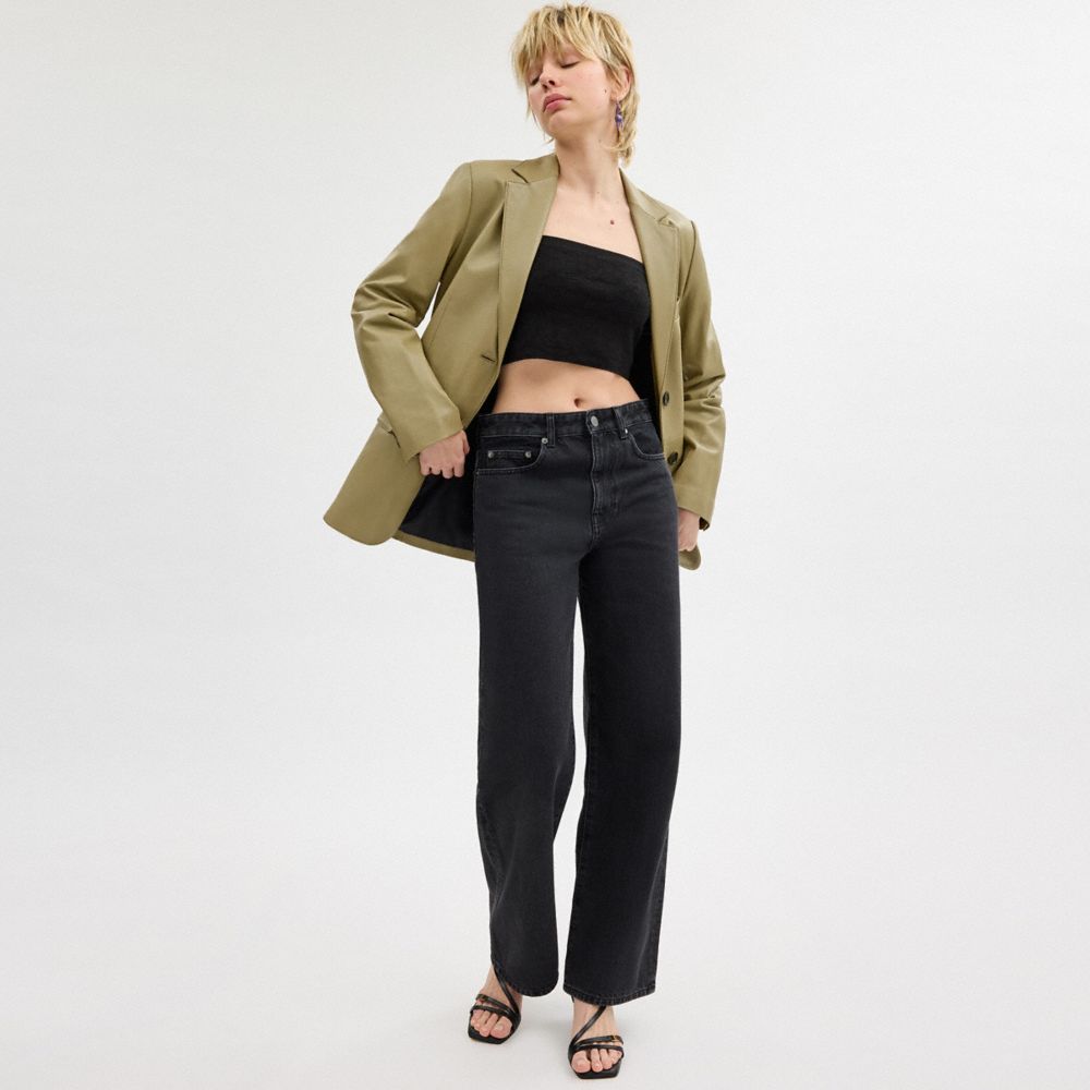 Coach Leather Blazer Green | COH865914