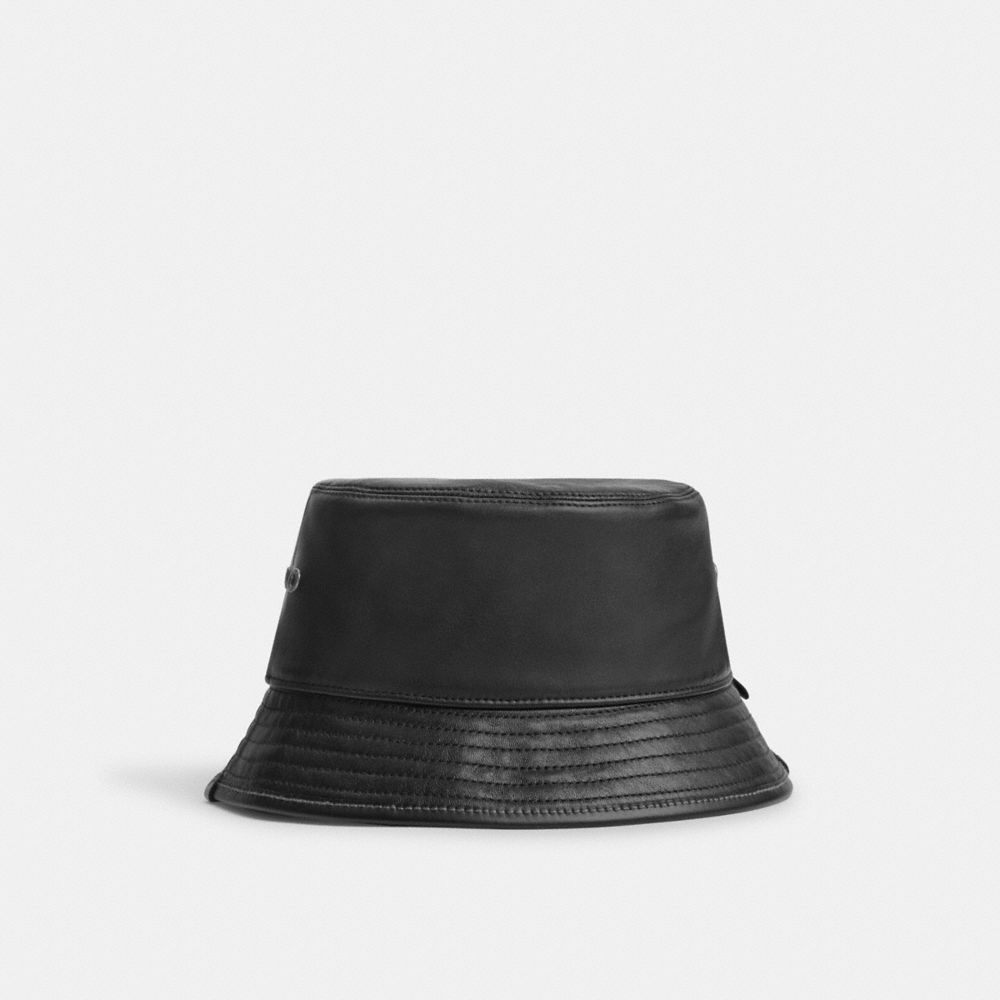 Coach Leather Bucket Hat Black | COH867039