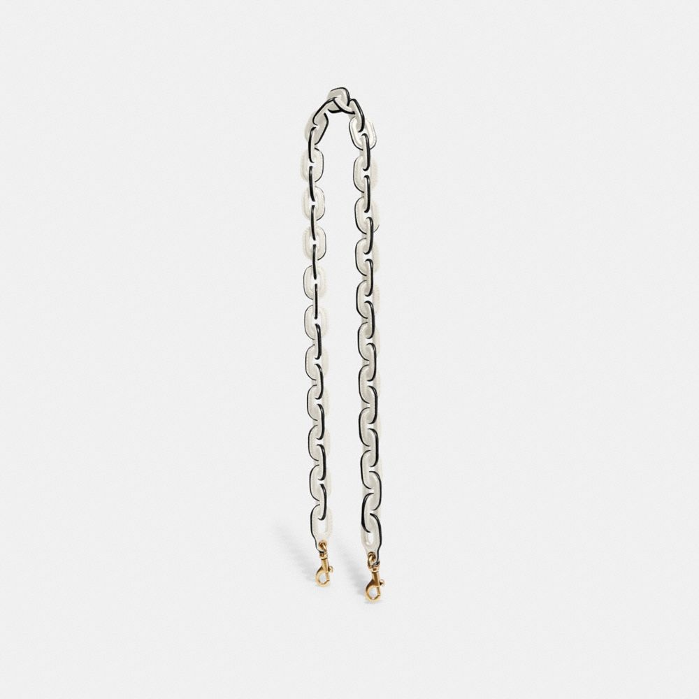 Coach Leather Covered Chain Strap Brass/Chalk | COH866434