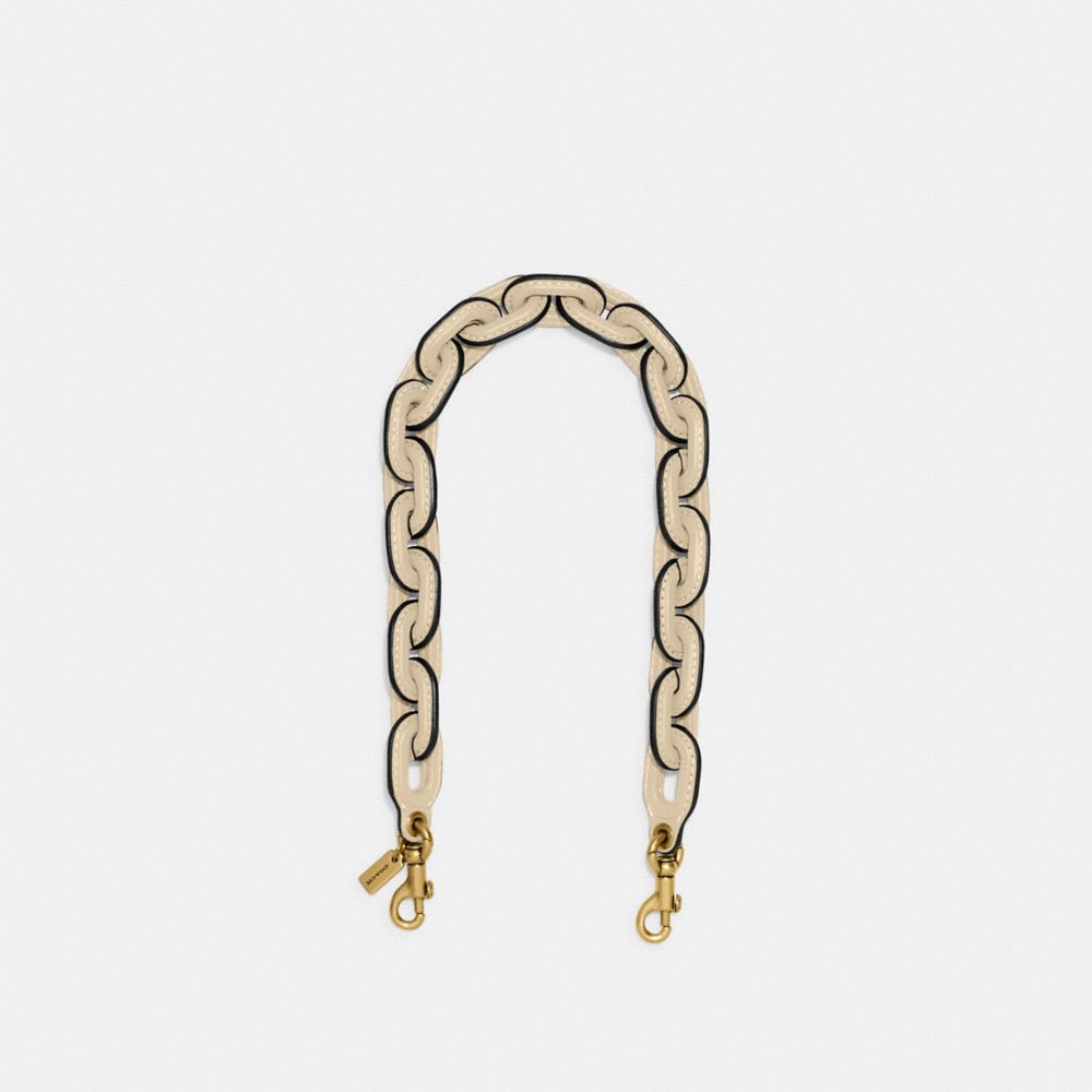 Coach Leather Covered Short Chain Strap Brass/Ivory | COH866436