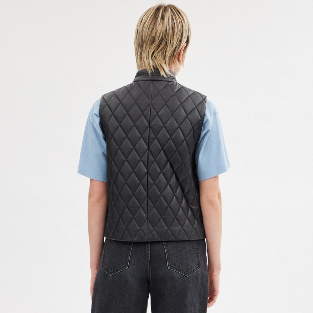 Coach Leather Quilted Vest Black | COH865915