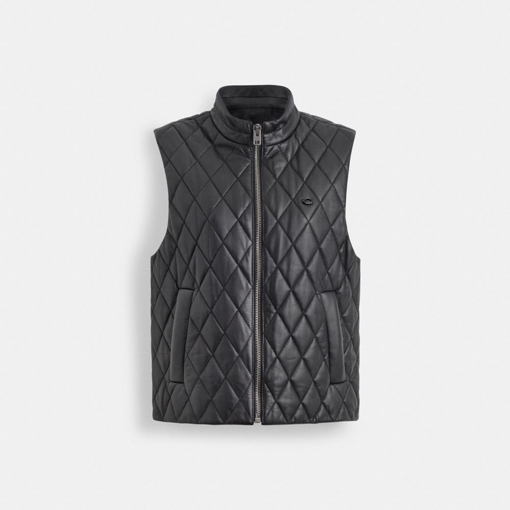 Coach Leather Quilted Vest Black | COH865915