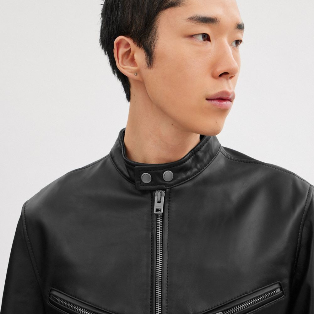 Coach Leather Racer Black | COH866858