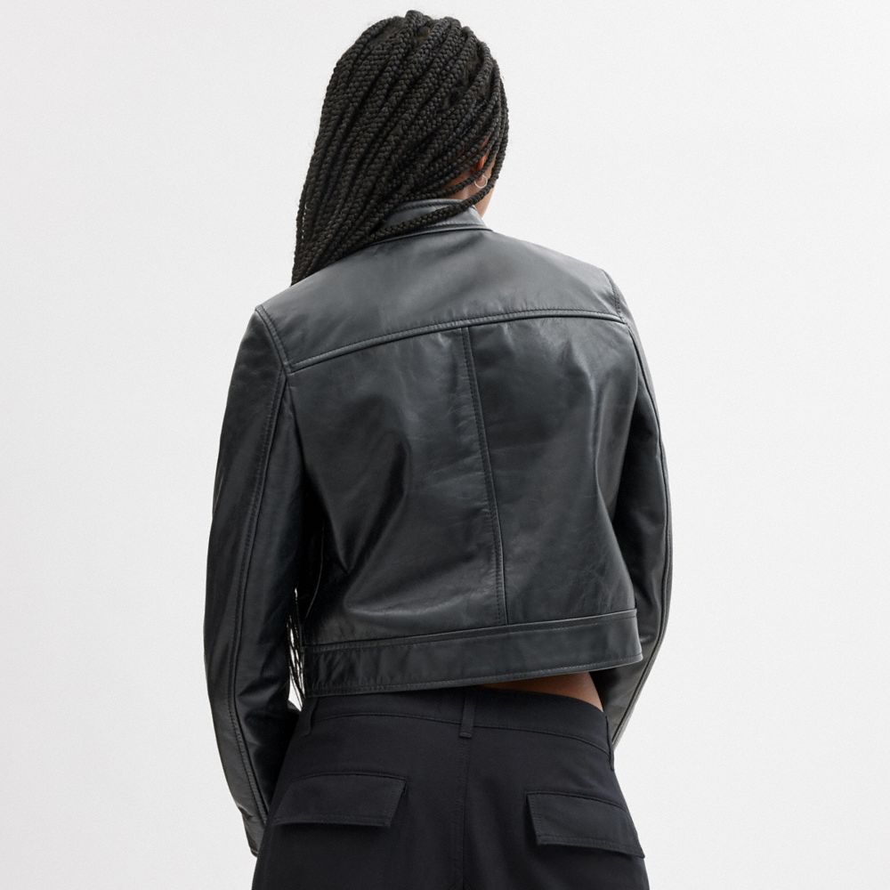 Coach Leather Racing Jacket Black | COH865928