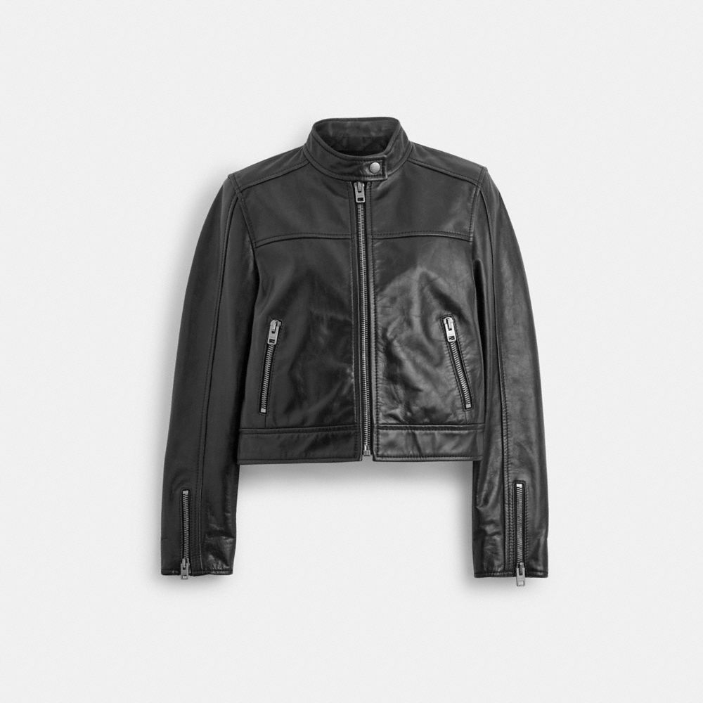 Coach Leather Racing Jacket Black | COH865928