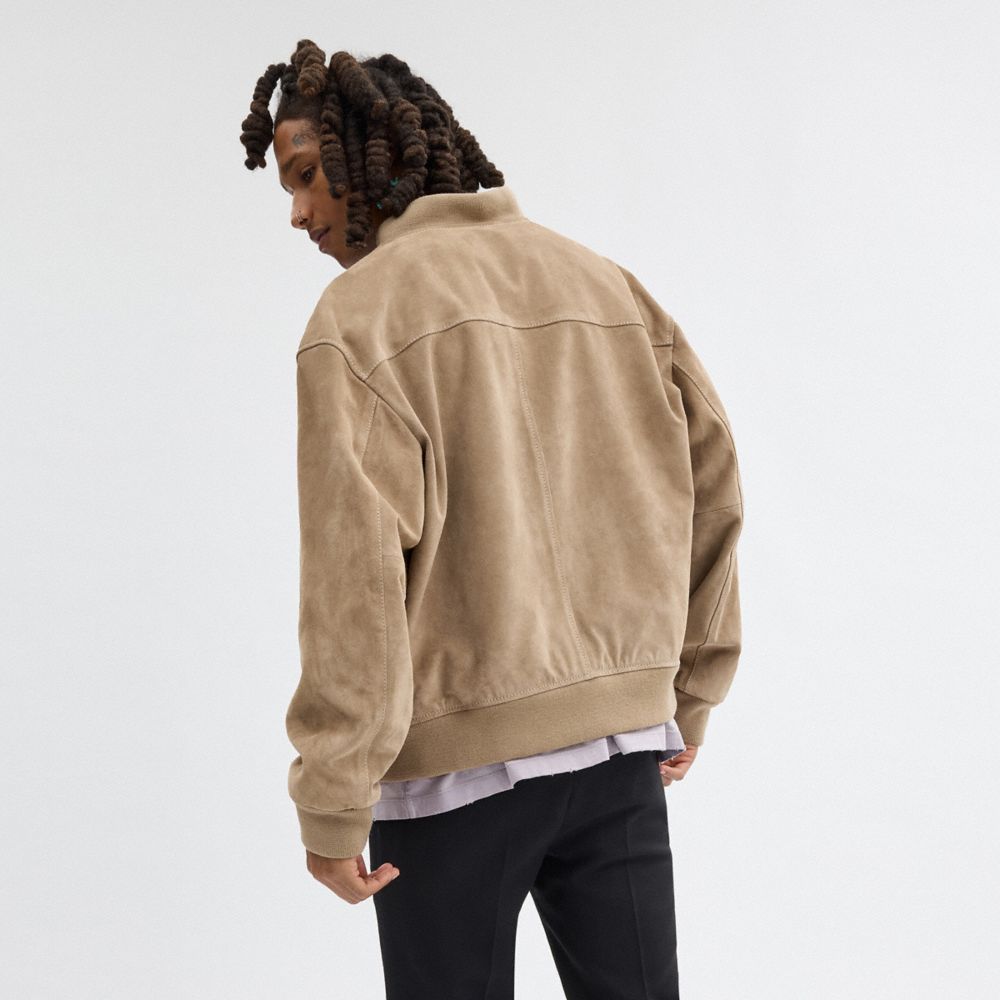 Coach Lightweight Suede Jacket Beige | COH866870