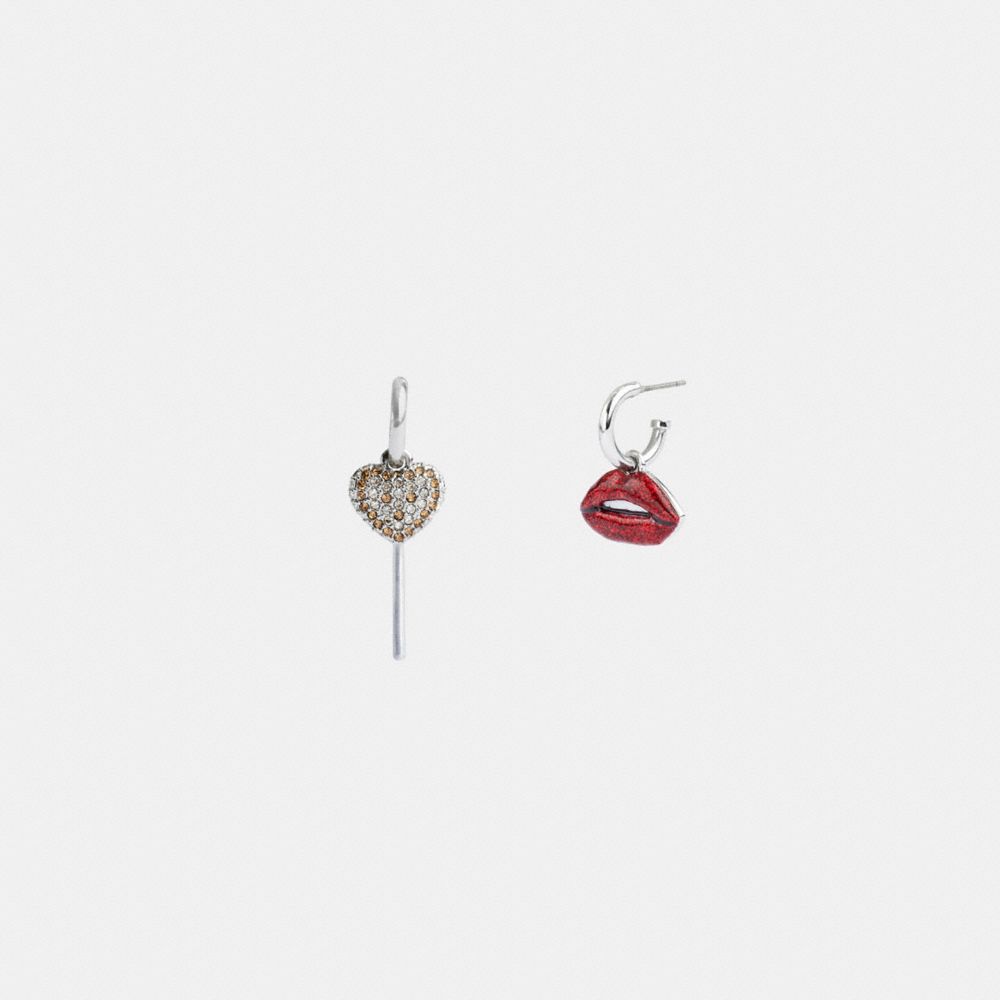 Coach Lollipop And Lips Mismatch Earrings Silver/Multi | COH866113