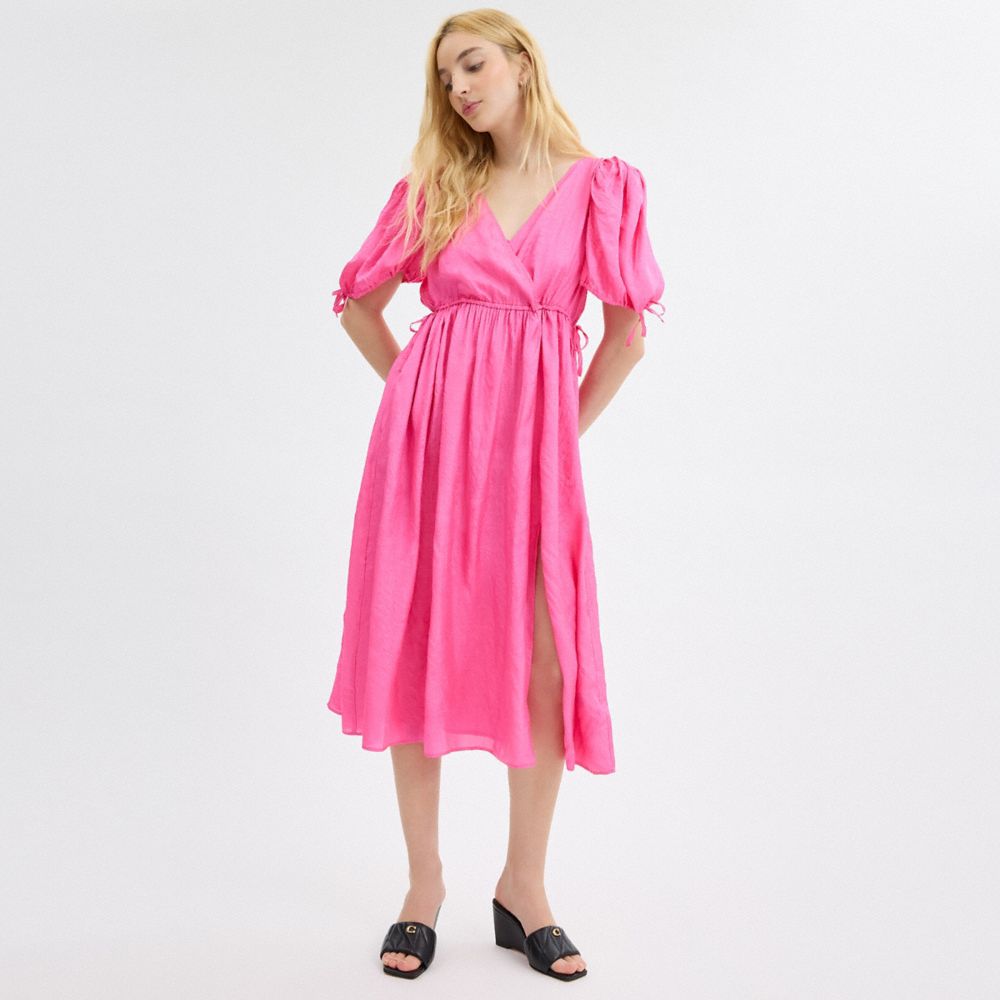 Coach Long Dress With Ties Pink | COH866071