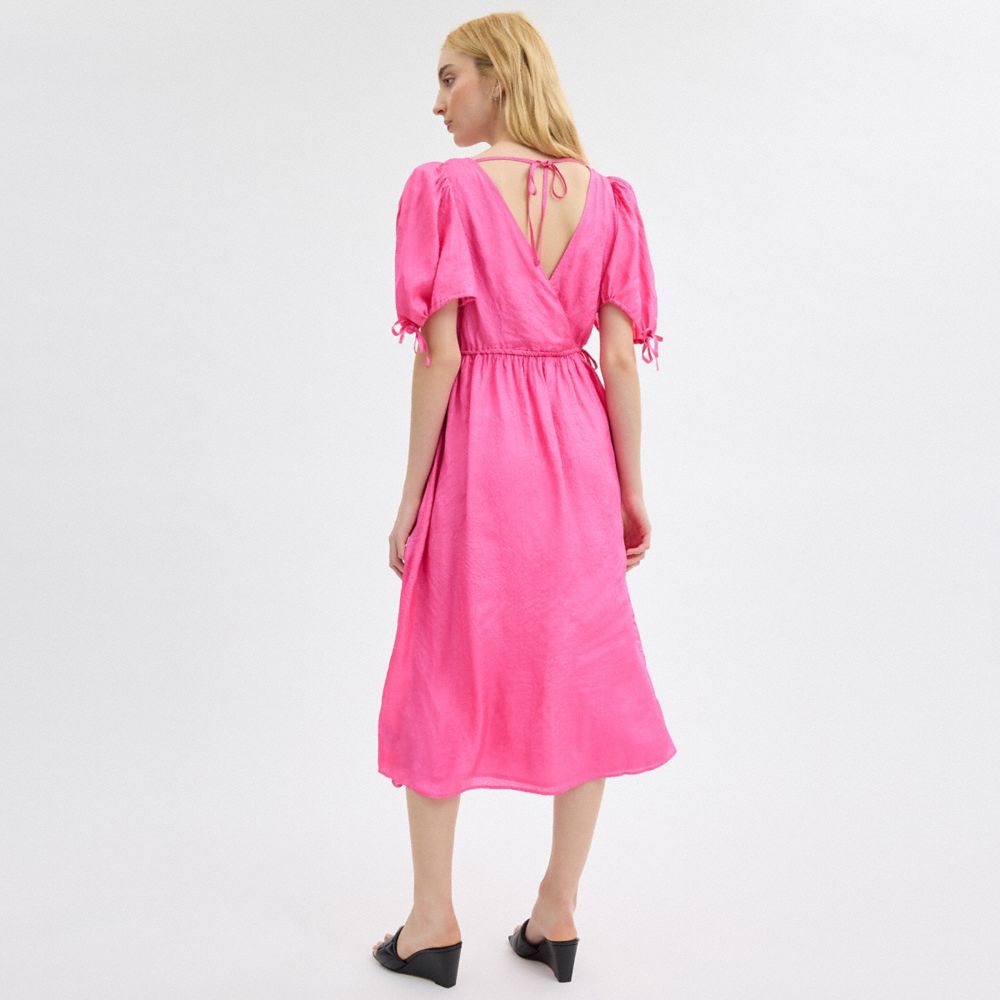 Coach Long Dress With Ties Pink | COH866071