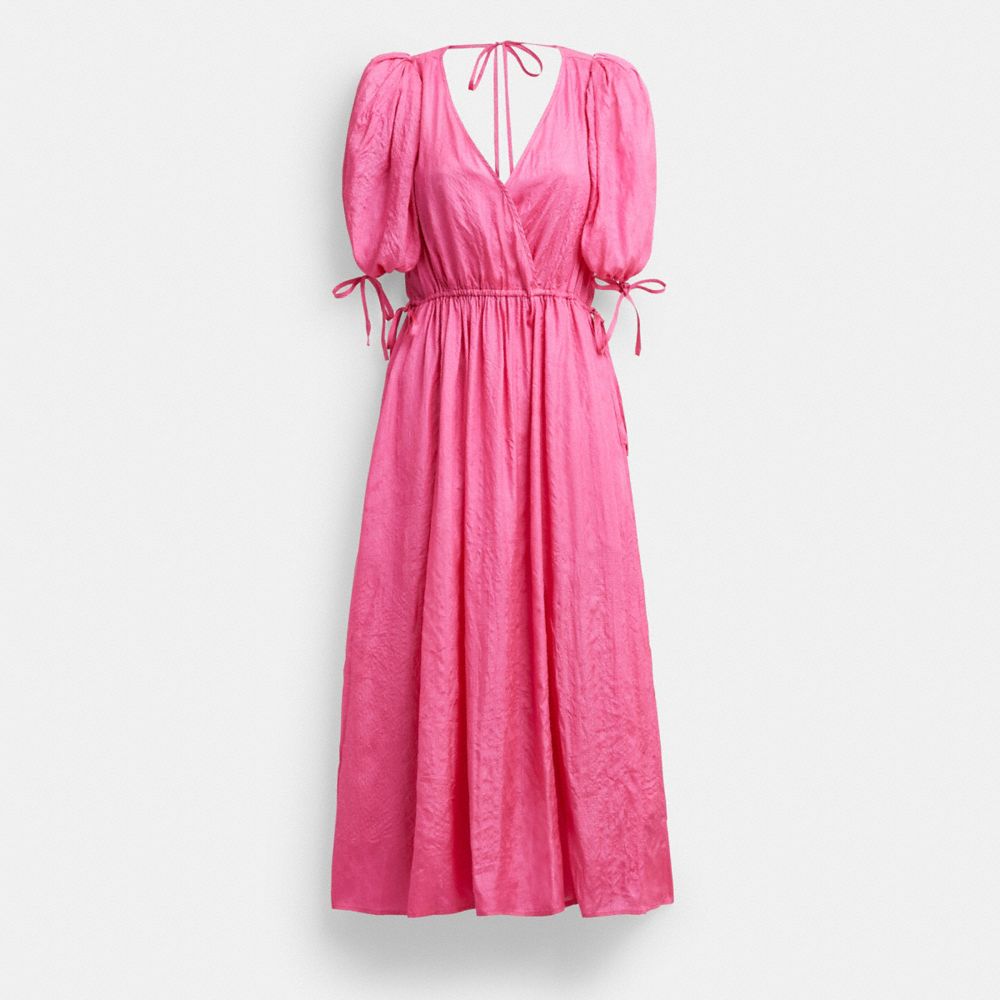 Coach Long Dress With Ties Pink | COH866071