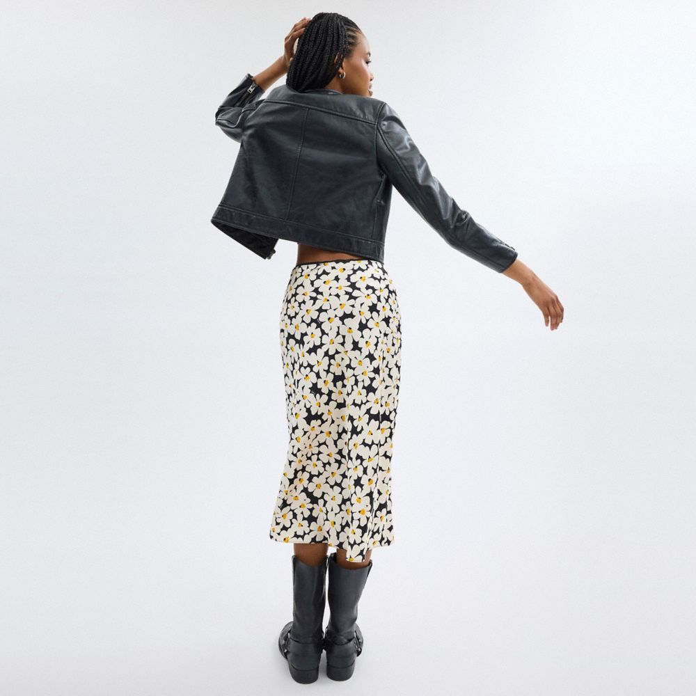 Coach Long Floral Midi Skirt Black | COH866041