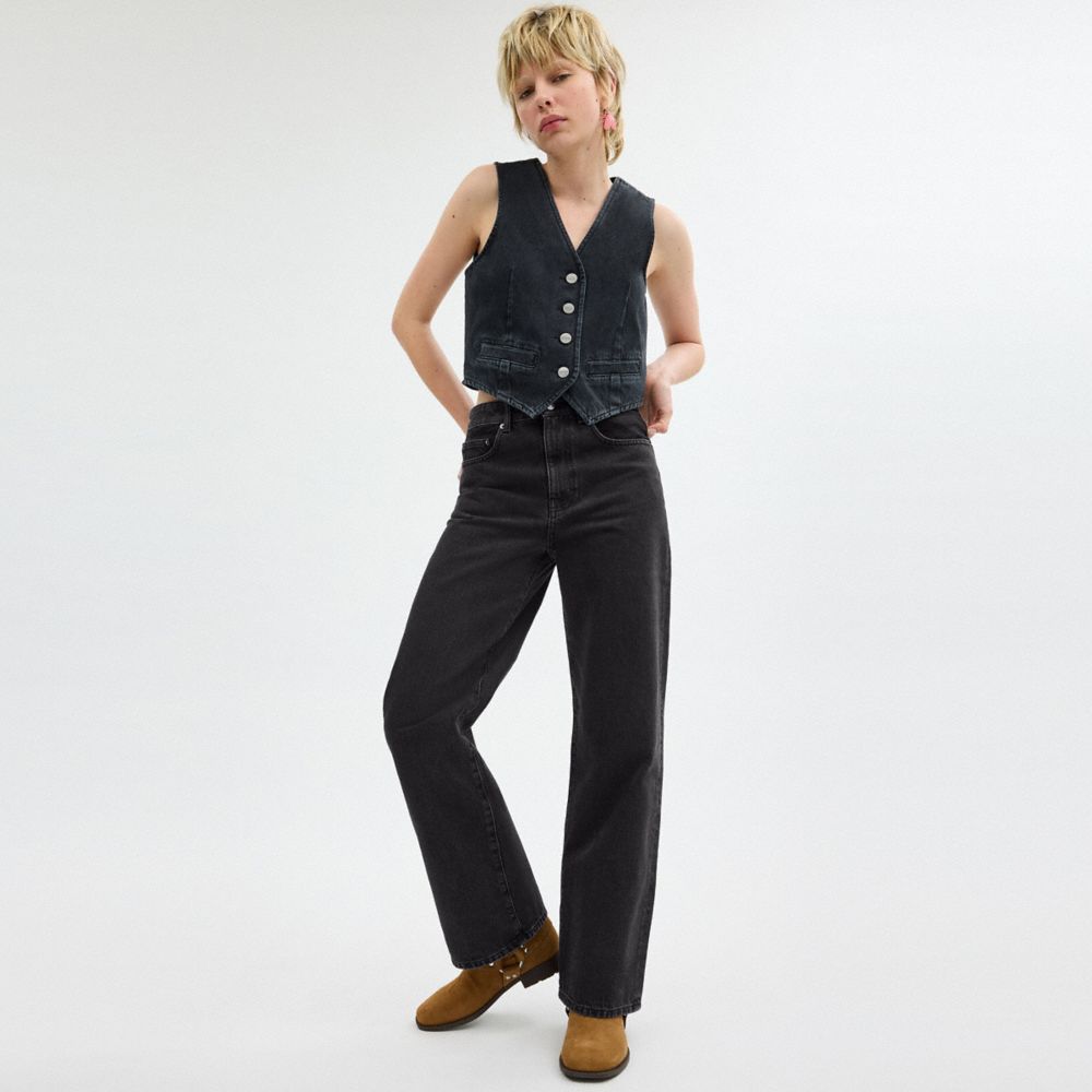 Coach Loose Fit Jeans In Organic Cotton Black | COH866034