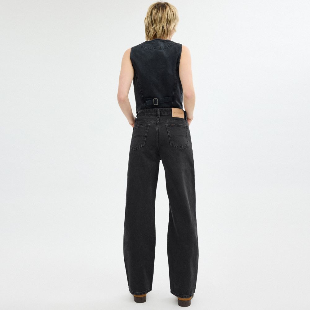 Coach Loose Fit Jeans In Organic Cotton Black | COH866034