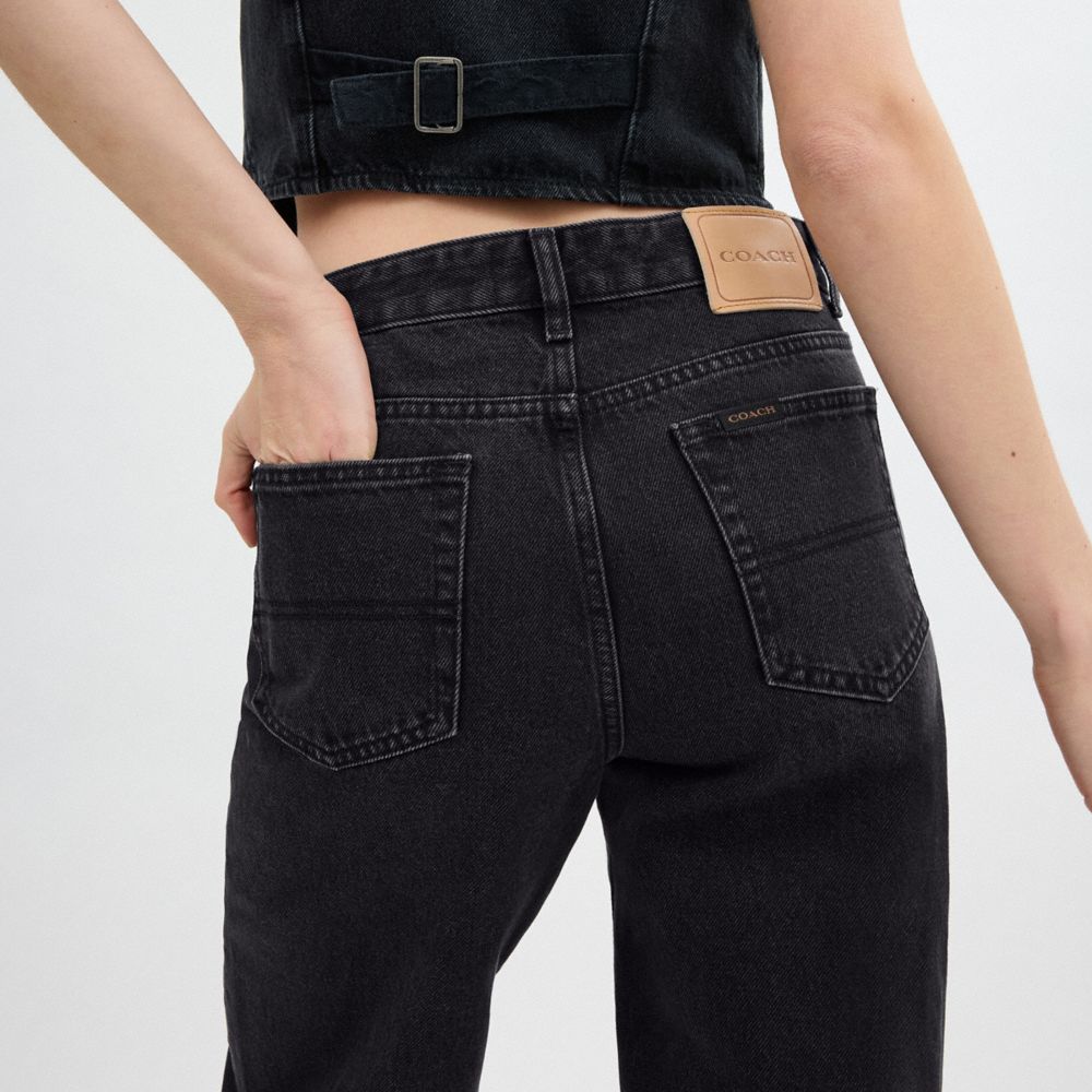Coach Loose Fit Jeans In Organic Cotton Black | COH866034