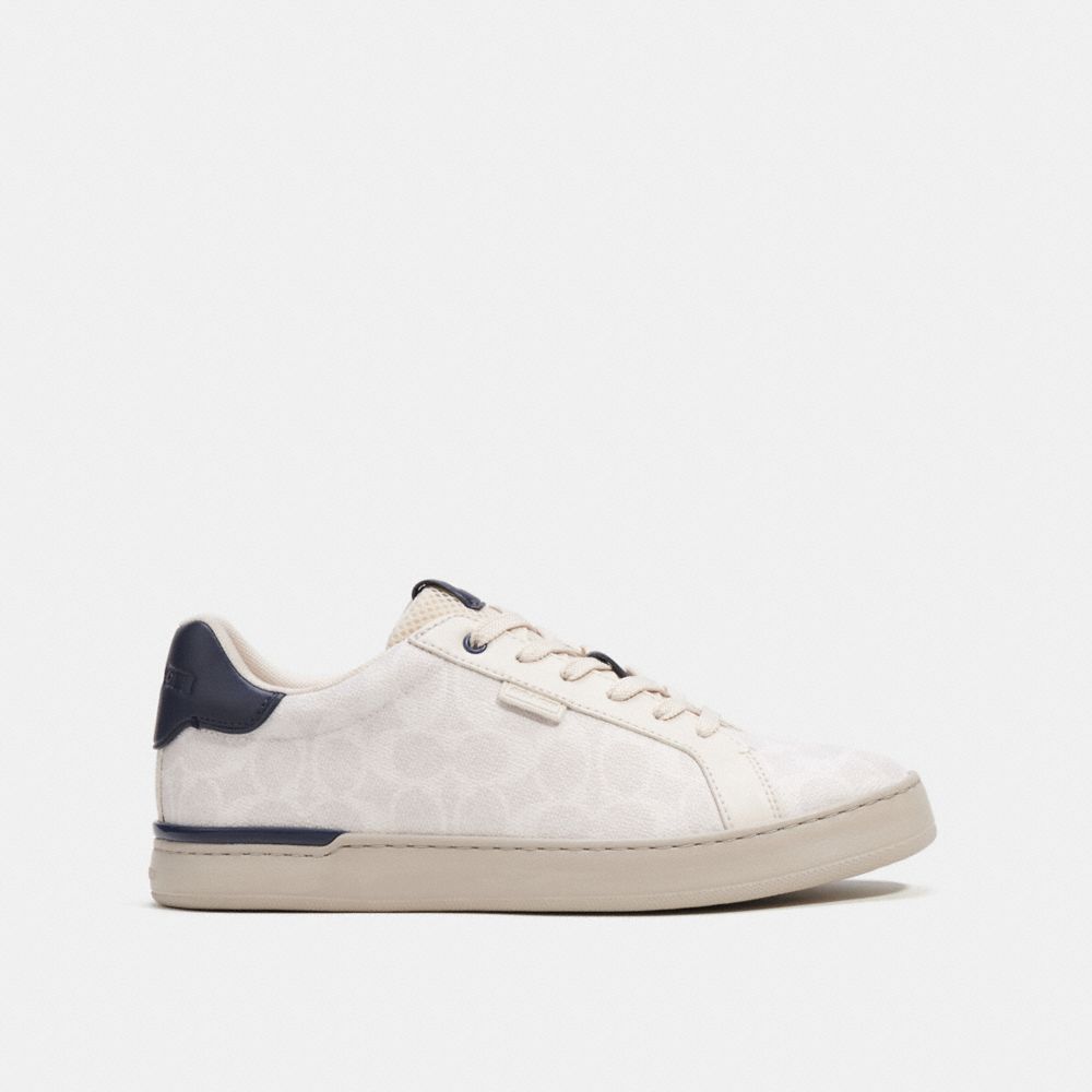 Coach Lowline Low Top Sneaker In Signature Canvas Chalk Cobalt | COH866780