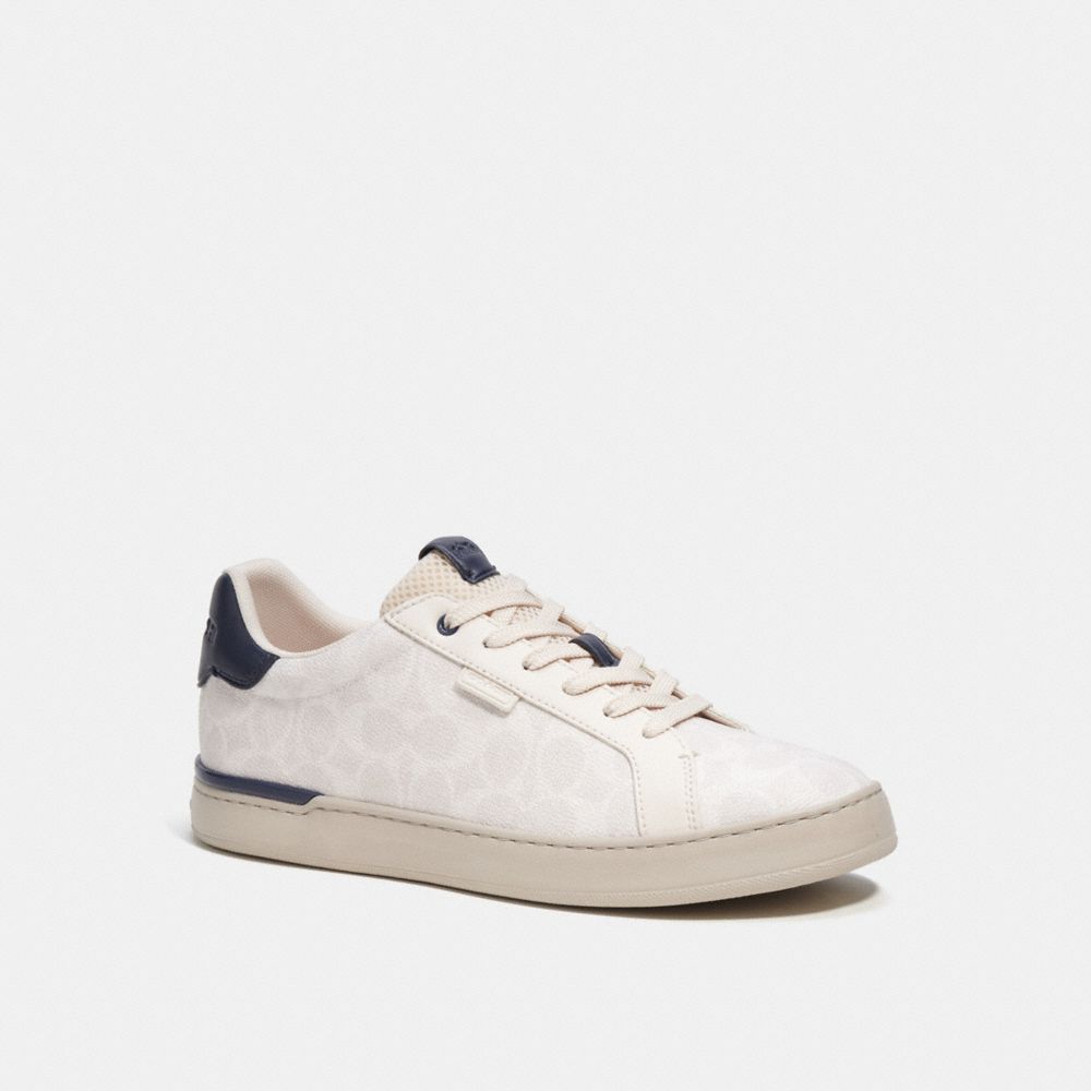 Coach Lowline Low Top Sneaker In Signature Canvas Chalk Cobalt | COH866780