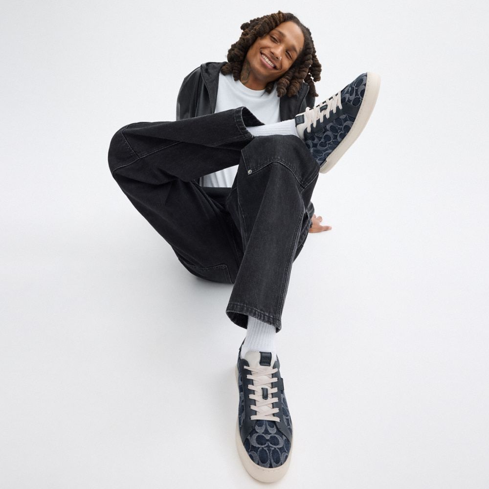 Coach Lowline Low Top Sneaker In Signature Denim Blue Denim | COH866818