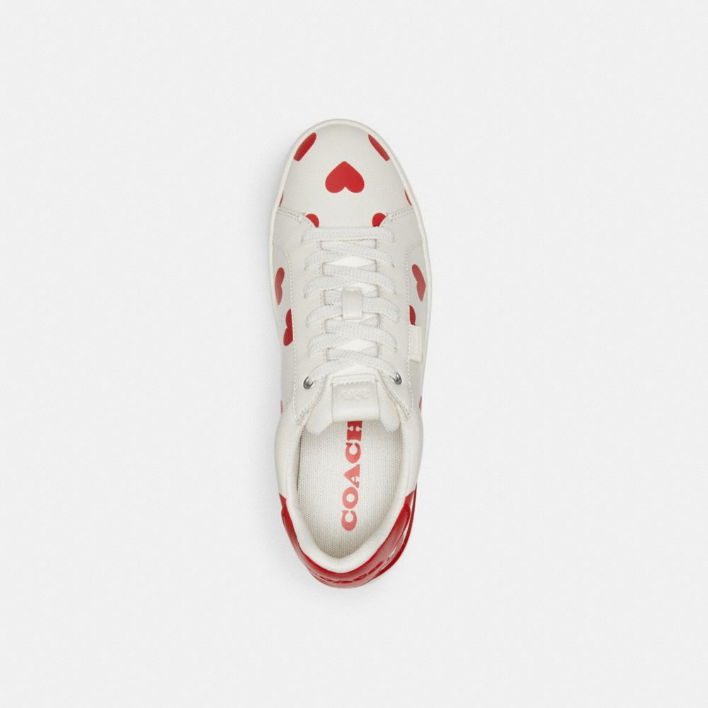 Coach Lowline Low Top Sneaker With Valentine'S Print Chalk/Sport Red | COH865828