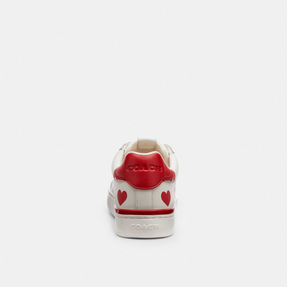 Coach Lowline Low Top Sneaker With Valentine'S Print Chalk/Sport Red | COH865828