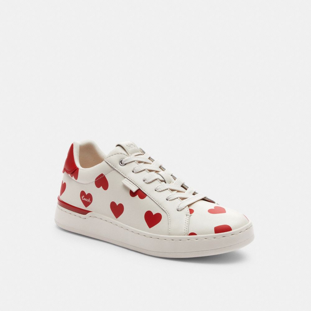 Coach Lowline Low Top Sneaker With Valentine'S Print Chalk/Sport Red | COH865828