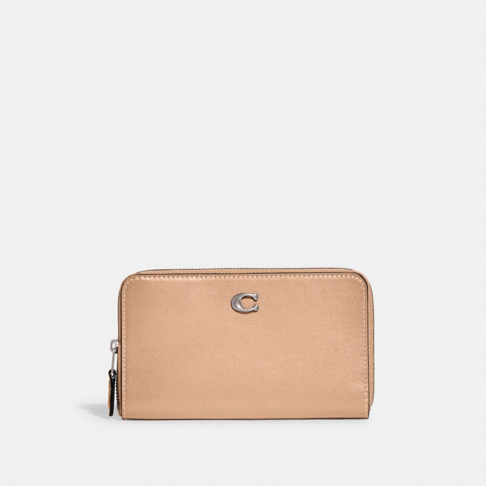 Coach Medium Zip Around Wallet Silver/Buff | COH865505