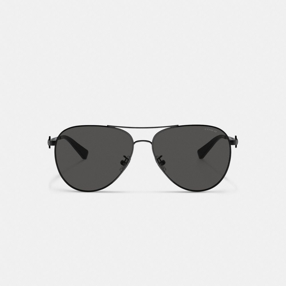 Coach Metal Aviator Sunglasses Blackout/Black | COH866345