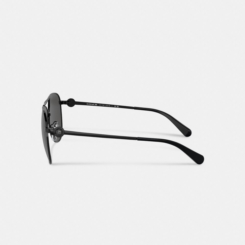 Coach Metal Aviator Sunglasses Blackout/Black | COH866345