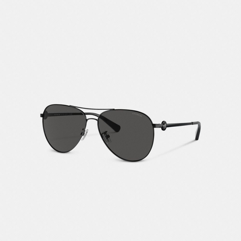 Coach Metal Aviator Sunglasses Blackout/Black | COH866345