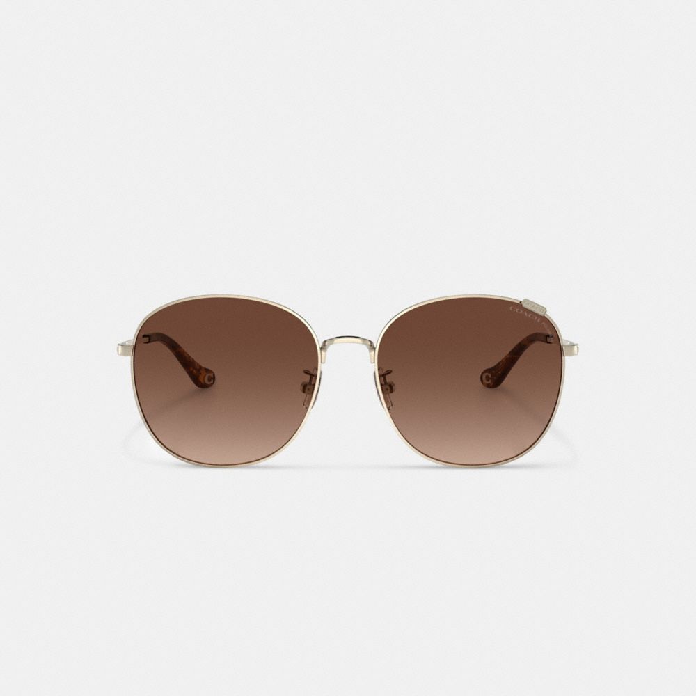 Coach Metal Round Sunglasses Transparent Brown | COH866365