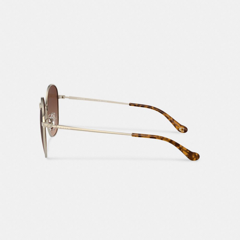 Coach Metal Round Sunglasses Transparent Brown | COH866365