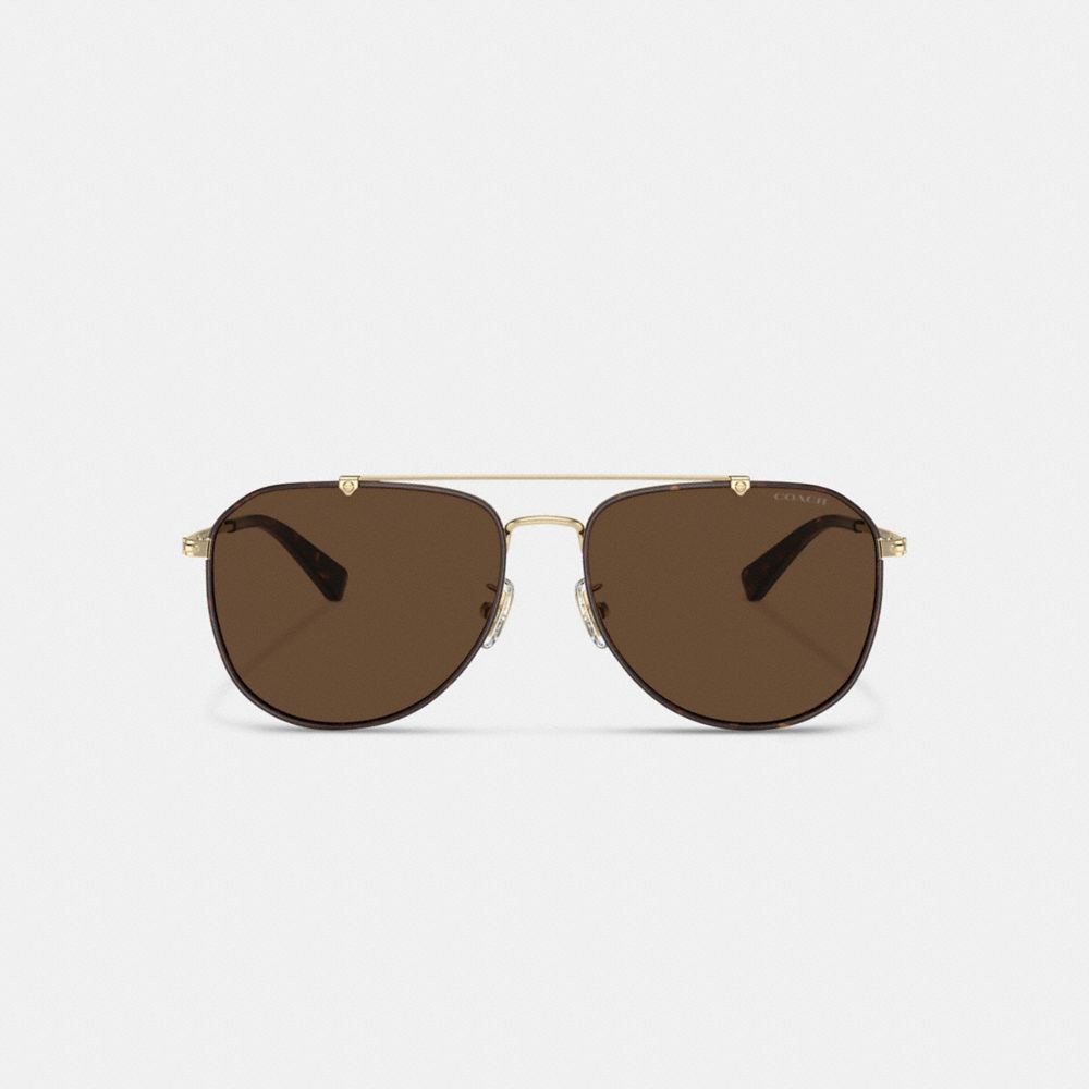 Coach Metal Windsor Pilot Sunglasses Dark Brown | COH867057